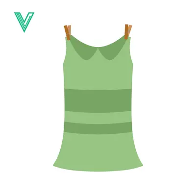 Green Tank Top Hanging on Clothesline with Clothespins