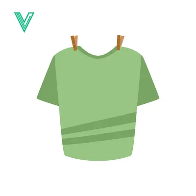 Green T-shirt hanging on a clothesline with clothespins