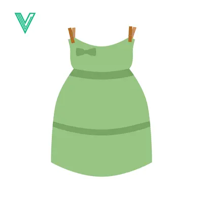 Premium design asset: A simple green dress hanging on a clothesline