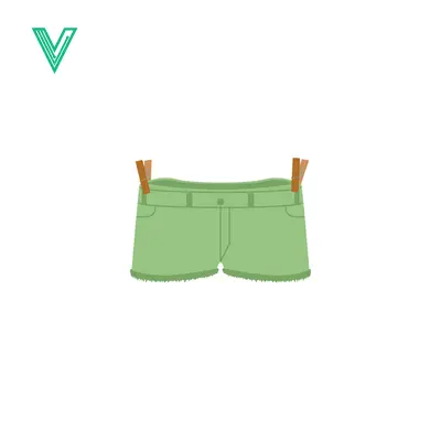 Green Denim Shorts Hanging on Clothesline