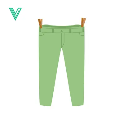 Green pants hanging on a clothesline