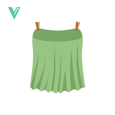 Green Skirt Drying on Clothesline with Clothespins