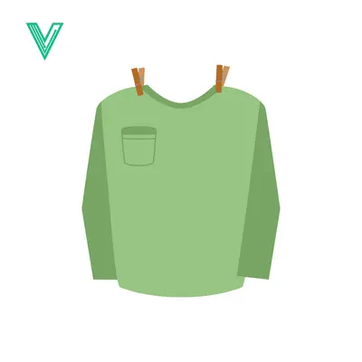 Green Long Sleeve Shirt with Pocket Hanging on Clothesline