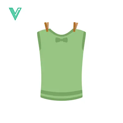 Green Sleeveless Shirt with Bow Detail Hanging on Clothesline