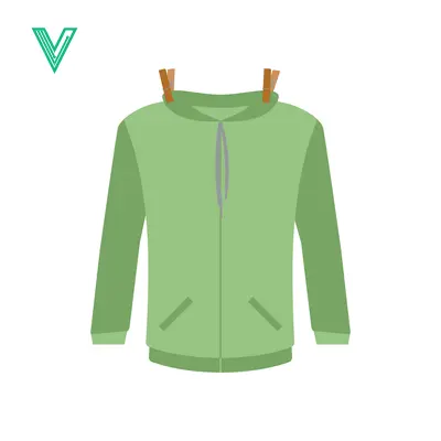 Green Hoodie Hanging on Clothesline with Clothespins