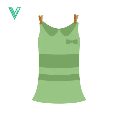 Green Dress with Bow and Stripes Hanging on Clothesline