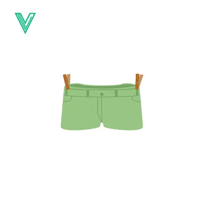 Green Denim Shorts Hanging on Clothesline