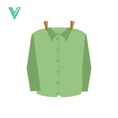 Green Shirt Drying on Clothesline with Clothespins