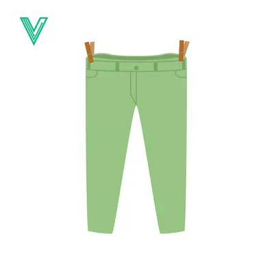 Aset desain premium: Green Pants Hanging on Clothesline Illustration
