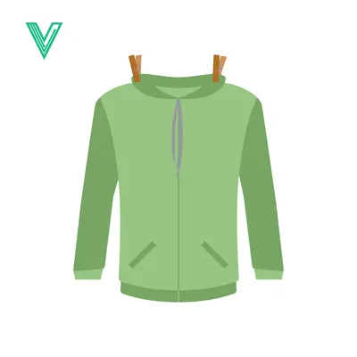 Green Hoodie Drying on a Clothesline with Clothespins