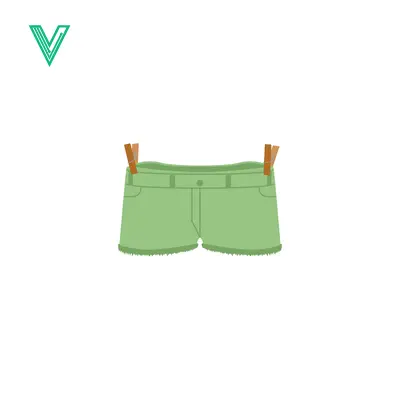 Green Denim Shorts Hanging on Clothesline