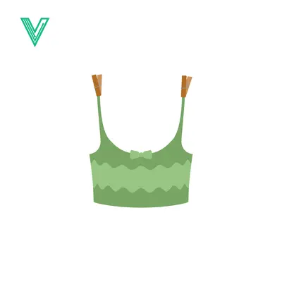 Green Scalloped Crop Top with Tassel Straps