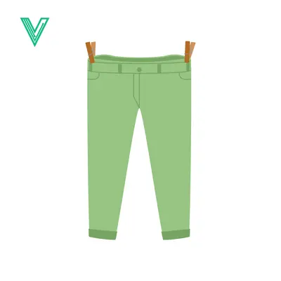 Aset desain premium: Green Pants Hanging on Clothesline Illustration
