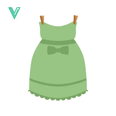 Green Dress Hanging on Clothesline with Clothespins