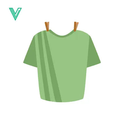 Aset premium populer: Green T-shirt Drying on a Clothesline with Clothespins
