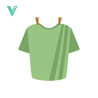 Green T-shirt hanging on a clothesline with clothespins