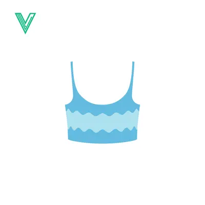 Blue Wavy Pattern Crop Top with Spaghetti Straps