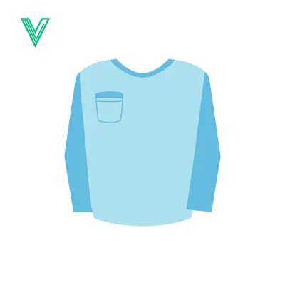 Aset desain premium: Light Blue Long Sleeve Shirt with Pocket Icon