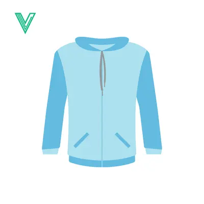 Light Blue Zippered Hoodie with Pockets