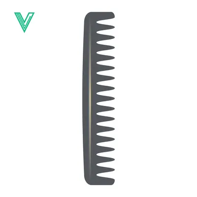 A simple illustration of a dark gray comb with wide teeth