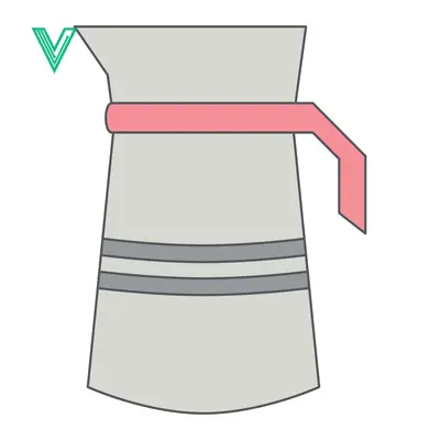 Minimalist illustration of a coffee maker with a pink handle accent