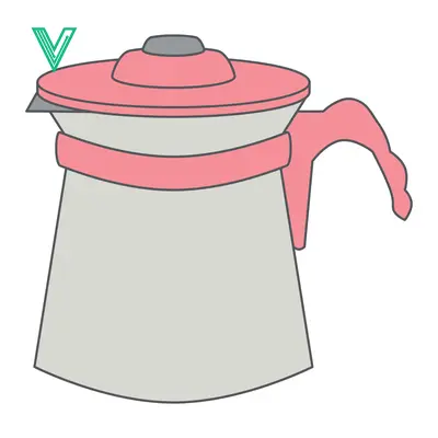 Simple Illustration of a Pink and Gray Coffee Pot