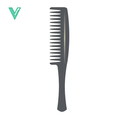 A dark gray wide-tooth comb isolated on a white background