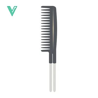 Modern Black Comb with Silver Handle for Hair Styling