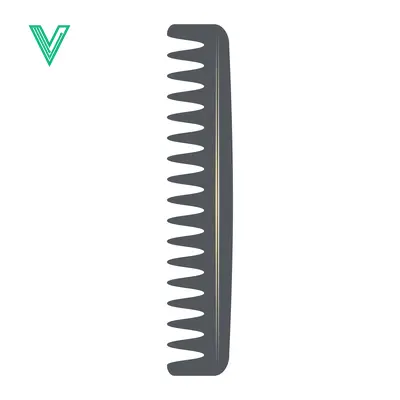 A simple dark gray comb with wide teeth isolated on a white background