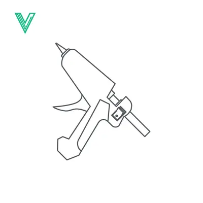 Line Art Illustration of a Hot Glue Gun Tool