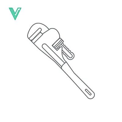 Simple Line Art Illustration of a Pipe Wrench Tool