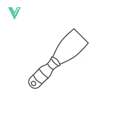 Aset premium populer: Simple Line Drawing of a Putty Knife Tool