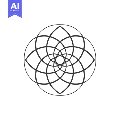 Aset desain premium: Abstract Circular Design with Intersecting Lines Forming a Flower Shap