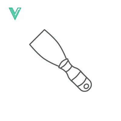 Simple Line Drawing of a Putty Knife Tool