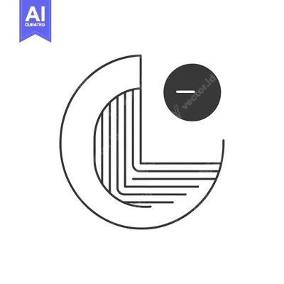 Aset desain premium: Abstract Circular Design with Line Patterns and a Minus Symbol