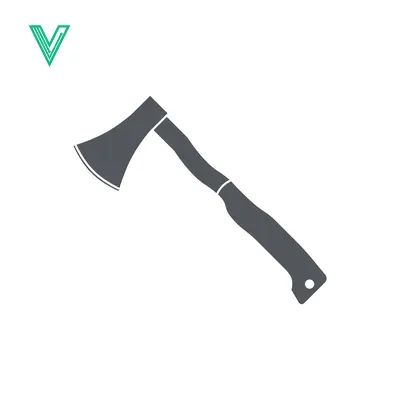 Simple Silhouette of an Axe on a White Background