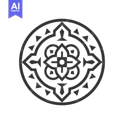 Aset premium populer: Abstract Circular Geometric Design with a Central Flower-Like Pattern
