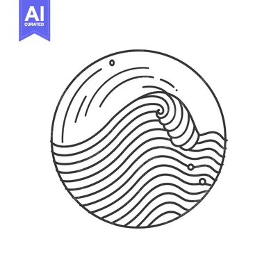 Aset premium populer: Abstract Circular Illustration of a Large Ocean Wave