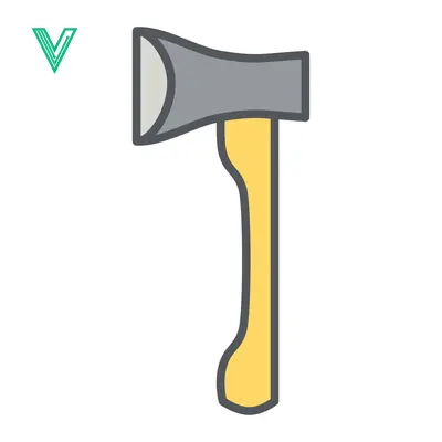 Simple Flat Icon of an Axe with a Yellow Handle