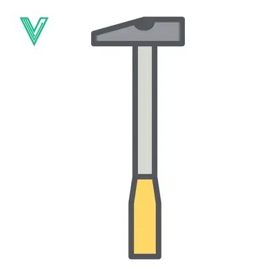 Simple Flat Design Illustration of a Hammer Tool