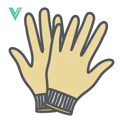 Pair of Yellow Work Gloves with Striped Cuffs