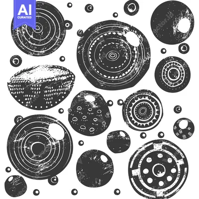 Aset premium populer: Abstract Circular Shapes with Grunge Texture