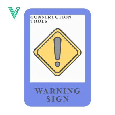 Aset desain premium: Construction Warning Sign with Exclamation Mark