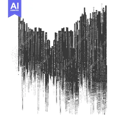 Abstract Cityscape Composed of Geometric Shapes and Patterns