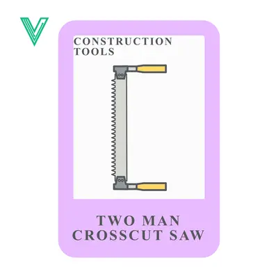 Vintage Two Man Crosscut Saw Illustration for Construction Tools