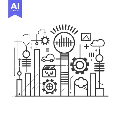 Aset premium populer: Abstract Cityscape with Gears, Bars, and Clouds