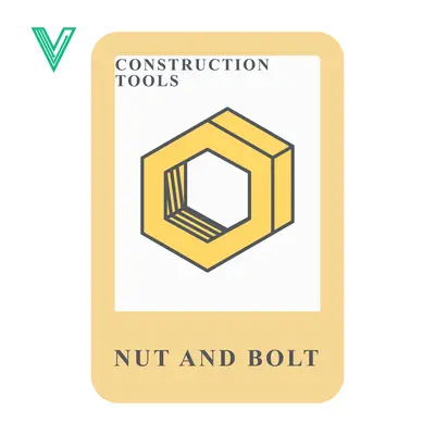 Illustration of a Hexagonal Nut and Bolt for Construction Tools