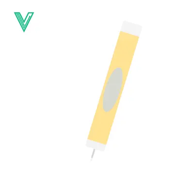 Yellow highlighter pen with gray oval marking isolated on white background