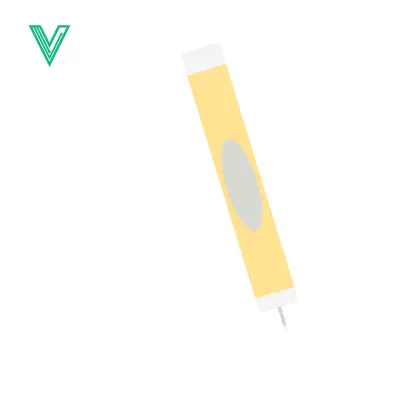 Aset desain premium: Minimalist Yellow Marker Pen with Gray Oval Accent