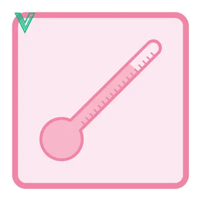 Pink Thermometer Icon on a Light Pink Square Background